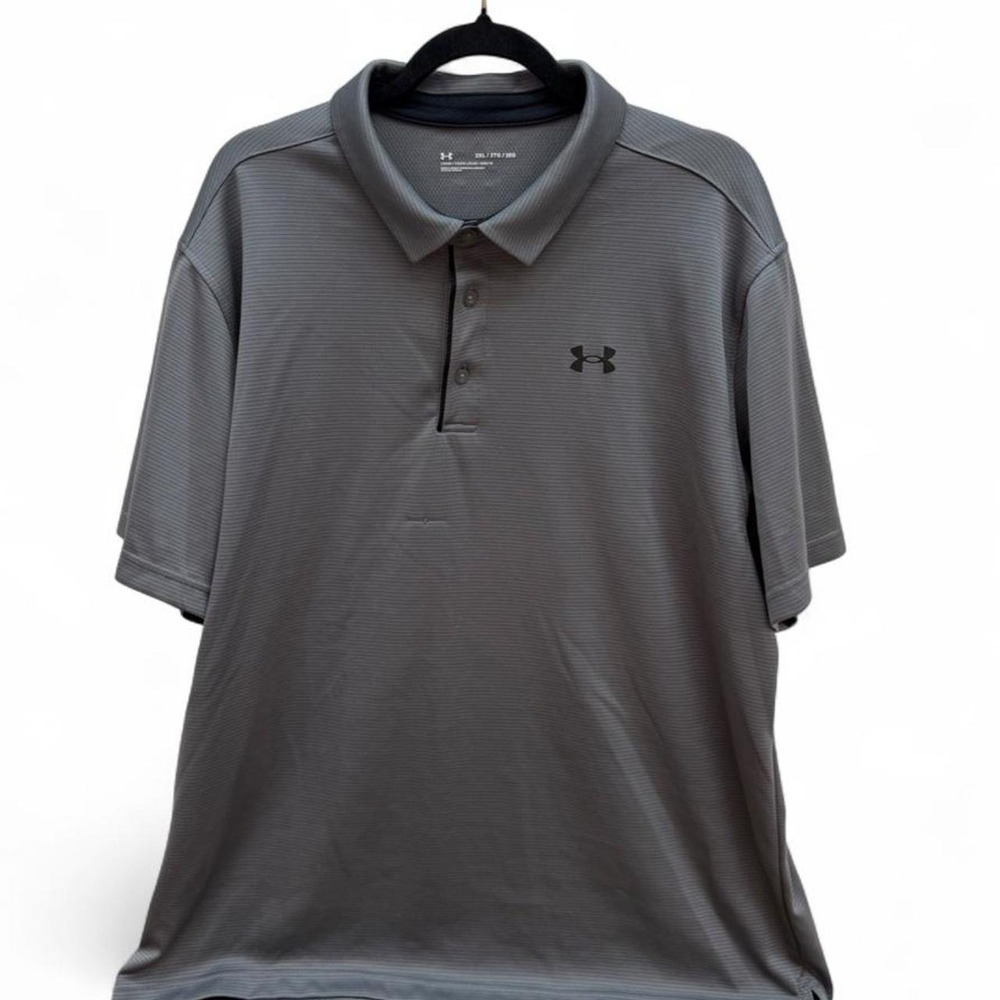 Under Armour Golf Polo Men's 2XL Gray Fine Stripe Performance